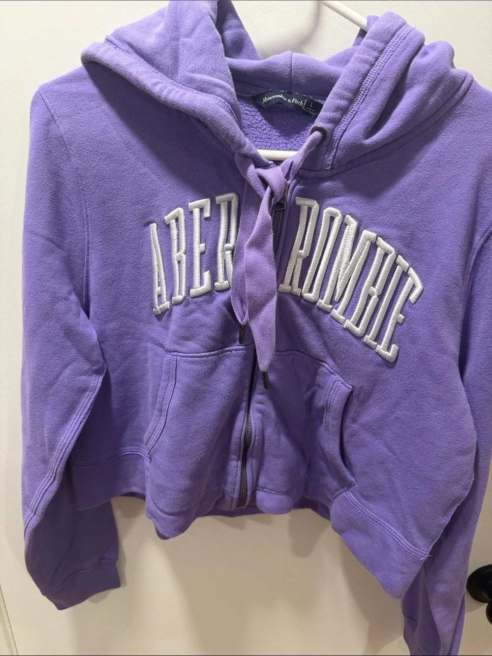 Abercrombie & Fitch Purple Zip Front Hoodie with White Logo - Picture 5 of 7